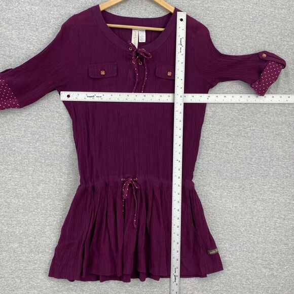 Matilda Jane Dress Womens Medium Burgundy Paint by Numbers Tawny Drop Waist Mini - Picture 13 of 16